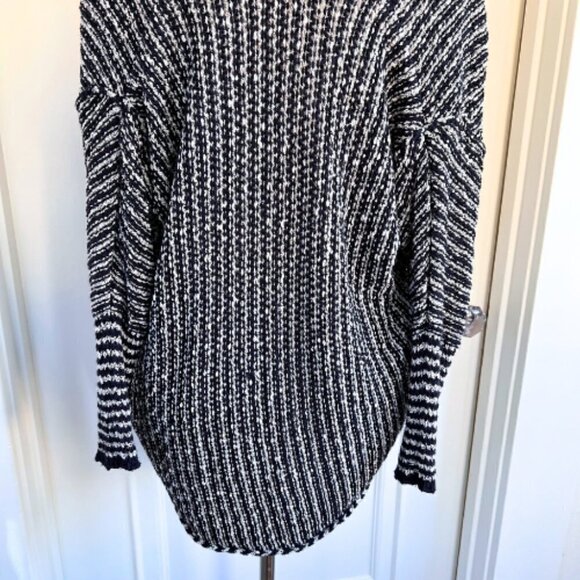 FREE PEOPLE Chunky Knit Open Front Black & White Cardigan Size S - Picture 11 of 16